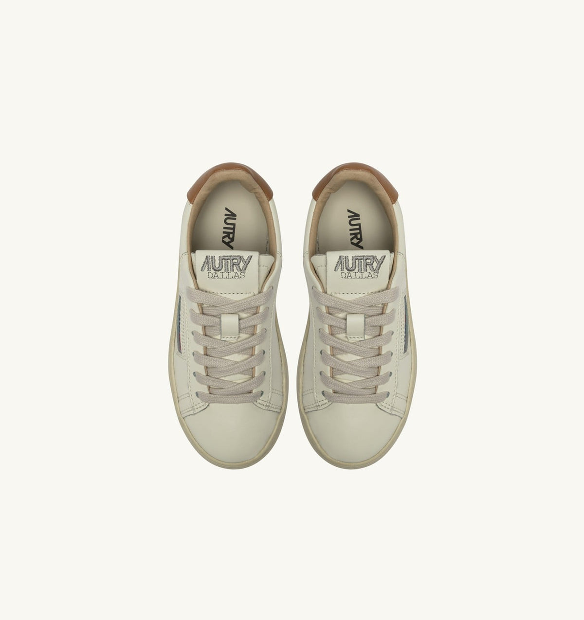AUTRY Kid DALLAS KIDS KIDS LOW SNEAKERS IN LEATHER COLOR MARSHMALLOW AND BROWN SUGAR