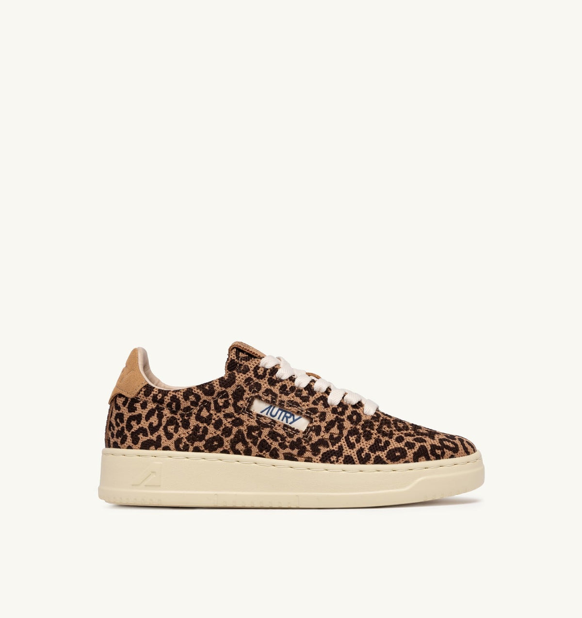 AUTRY Woman MEDALIST EASEKNIT LOW SNEAKERS IN 'LEOPARD PRINT' BROWN AND BEIGE KNIT