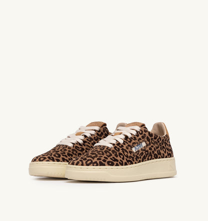AUTRY Woman MEDALIST EASEKNIT LOW SNEAKERS IN 'LEOPARD PRINT' BROWN AND BEIGE KNIT