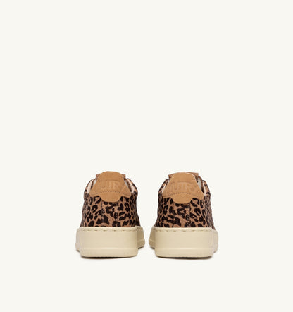 AUTRY Woman MEDALIST EASEKNIT LOW SNEAKERS IN 'LEOPARD PRINT' BROWN AND BEIGE KNIT