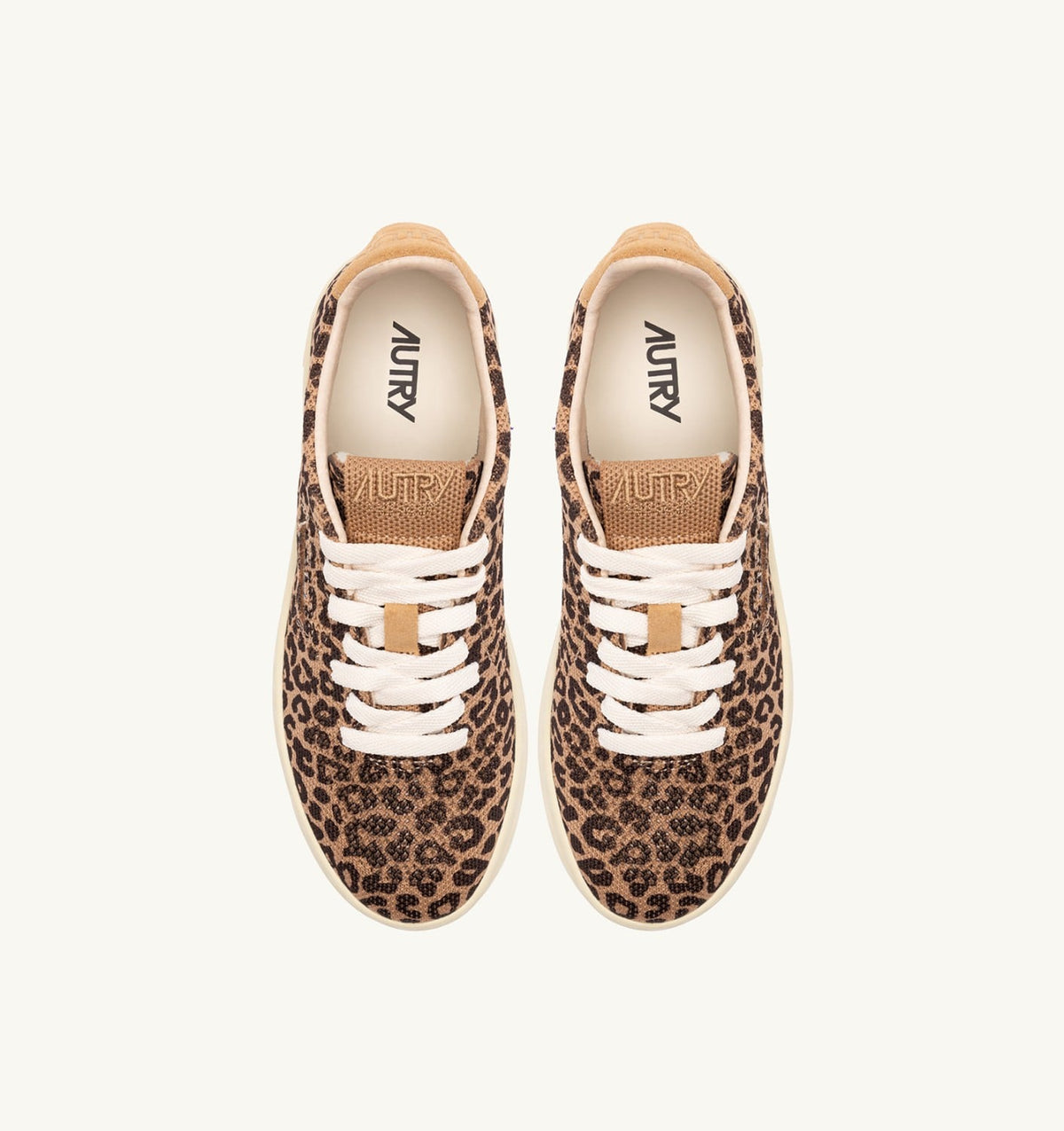 AUTRY Woman MEDALIST EASEKNIT LOW SNEAKERS IN 'LEOPARD PRINT' BROWN AND BEIGE KNIT
