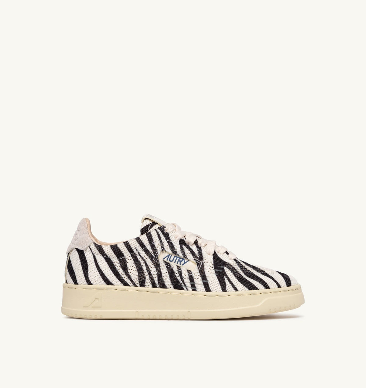 AUTRY Woman MEDALIST EASEKNIT LOW SNEAKERS IN 'ZEBRA PRINT' IVORY WHITE AND BLACK KNIT