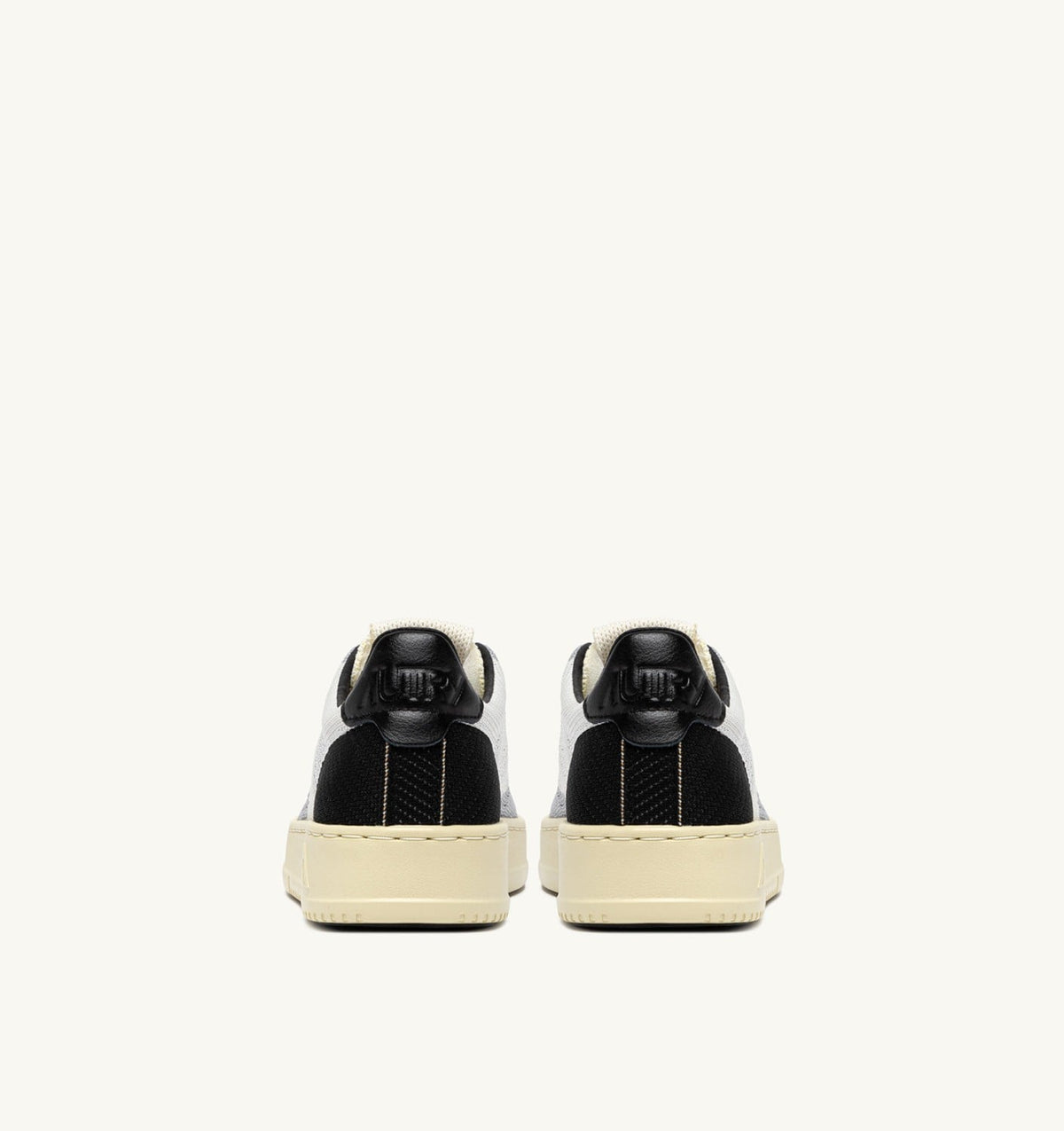 AUTRY Woman MEDALIST EASEKNIT LOW SNEAKERS IN IVORY WHITE BLACK AND SILVER KNIT