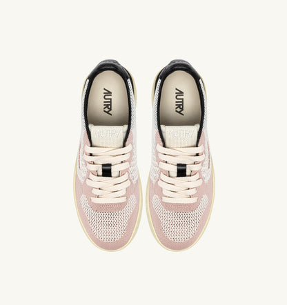 AUTRY Woman MEDALIST EASEKNIT LOW SNEAKERS IN IVORY WHITE BLACK AND POWDER KNIT