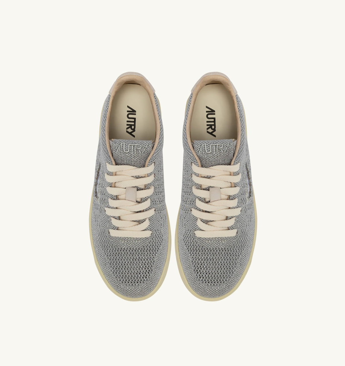 AUTRY Woman MEDALIST EASEKNIT LOW SNEAKERS IN SILVER-TONE KNIT