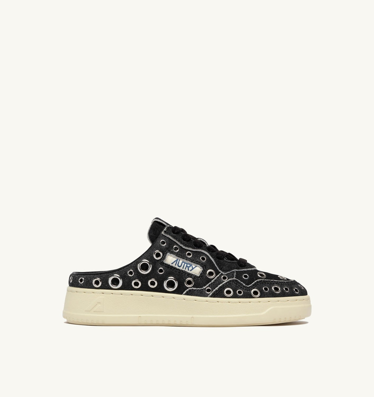 AUTRY Woman MEDALIST MULE SNEAKERS IN BLACK LEATHER WITH STUDDED DETAILS