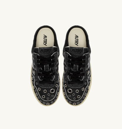 AUTRY Woman MEDALIST MULE SNEAKERS IN BLACK LEATHER WITH STUDDED DETAILS