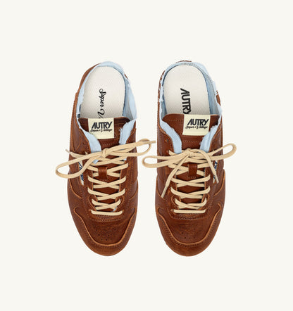 AUTRY Woman WINDSPIN MULE SNEAKERS IN SHIRT BUFF AND AZURE LEATHER
