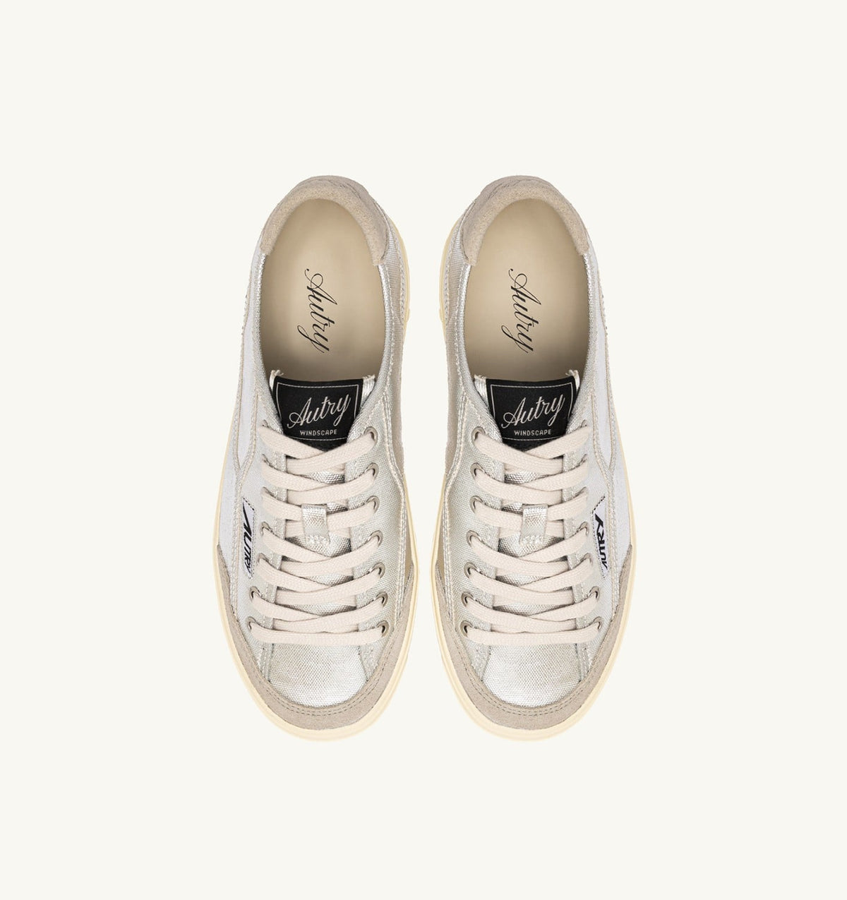AUTRY Woman WINDSCAPE LOW SNEAKERS IN SILVER CANVAS