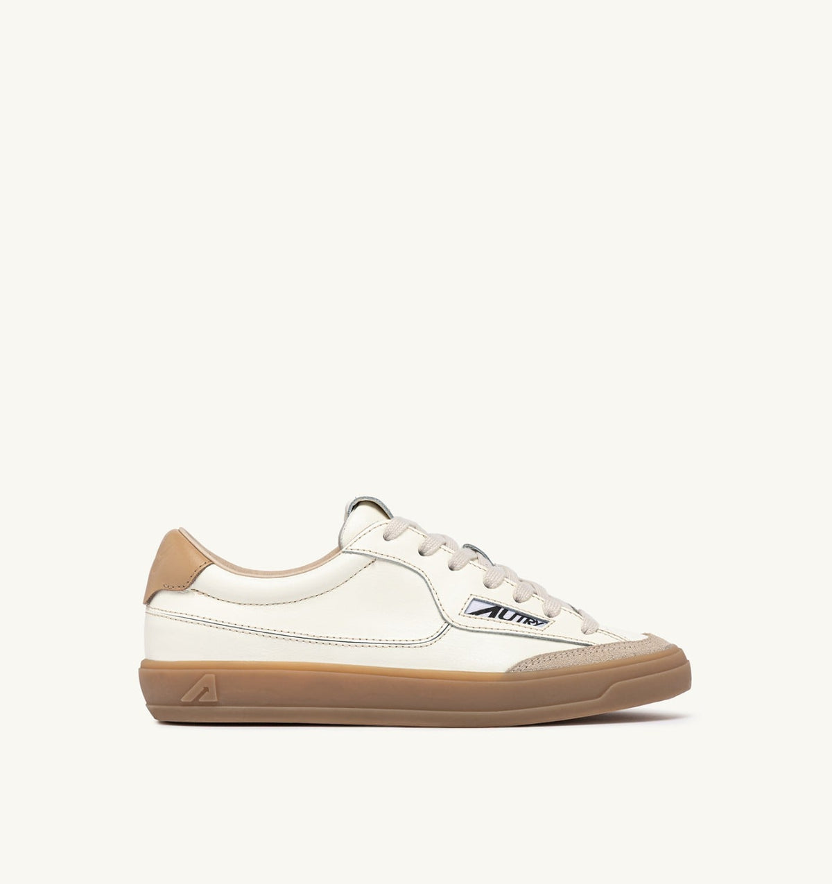AUTRY Woman WINDSCAPE LOW SNEAKERS IN MARSHMALLOW AND TAN LEATHER