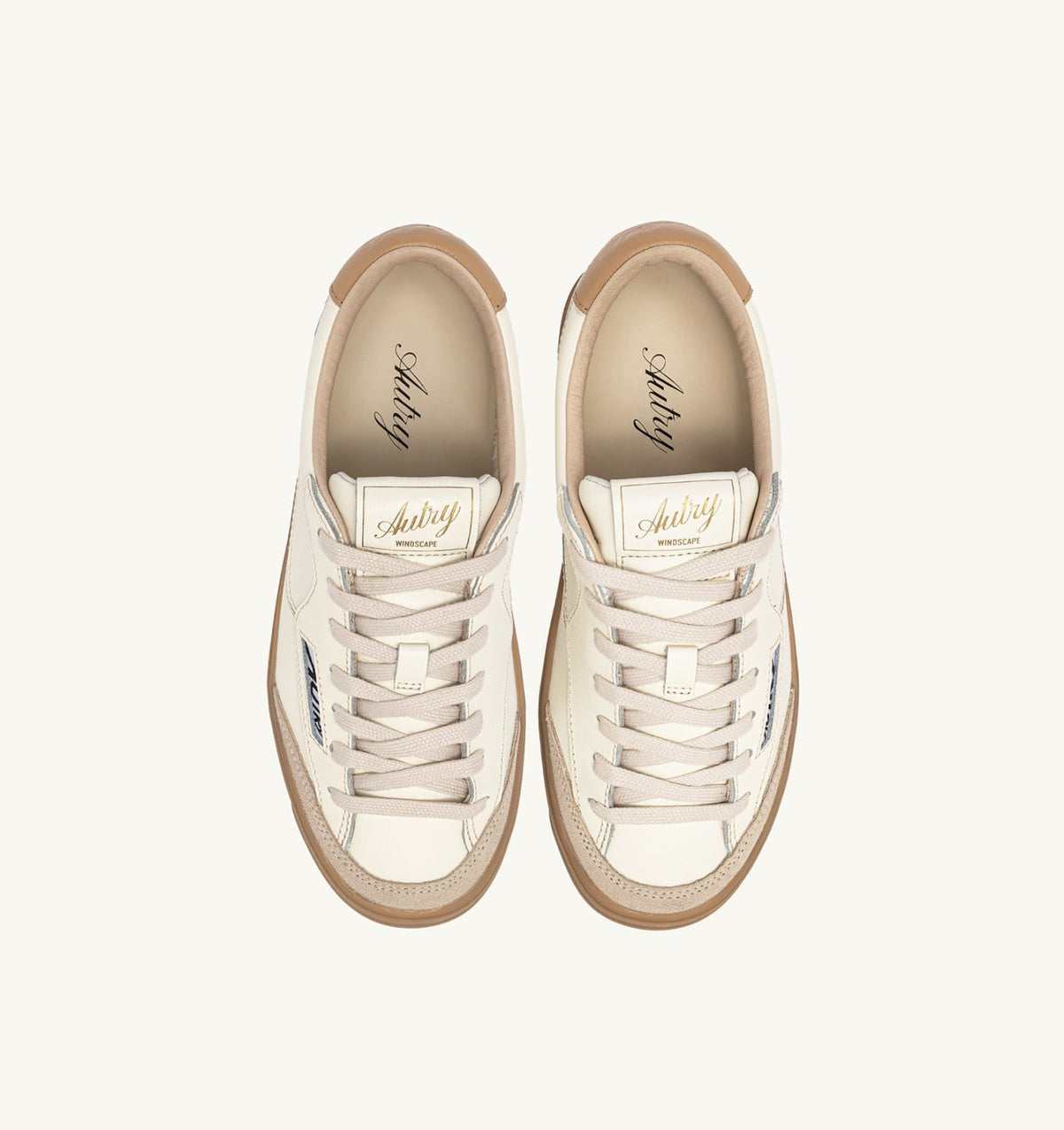 AUTRY Woman WINDSCAPE LOW SNEAKERS IN MARSHMALLOW AND TAN LEATHER