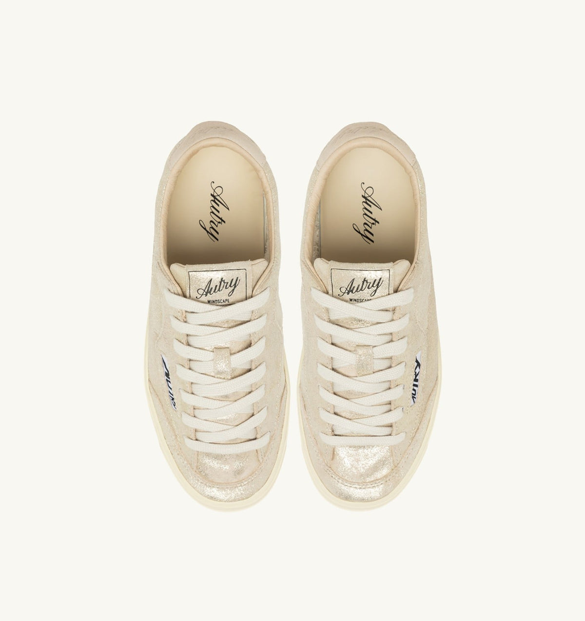 AUTRY Woman WINDSCAPE LOW SNEAKERS IN PLATINUM AND SAND LAMINATED SUEDE