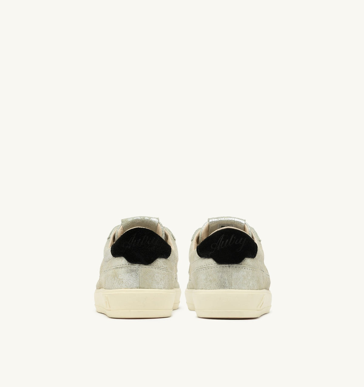 AUTRY Woman WINDSCAPE LOW SNEAKERS IN SILVER AND BLACK LAMINATED SUEDE