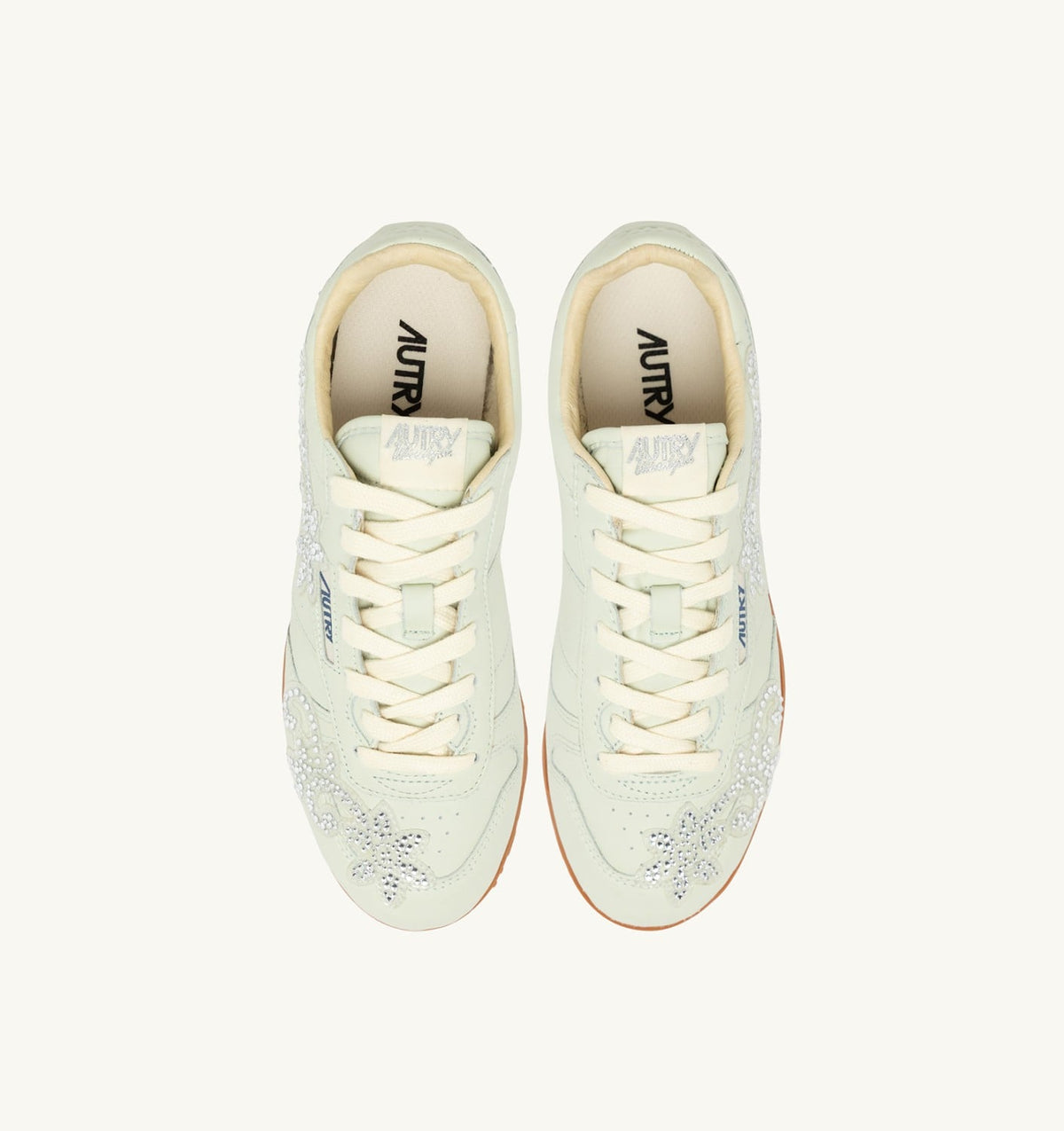 AUTRY Woman WINDSPIN SNEAKERS IN BONE WHITE LEATHER WITH DECORATIONS
