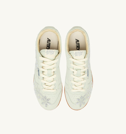 AUTRY Woman WINDSPIN SNEAKERS IN BONE WHITE LEATHER WITH DECORATIONS