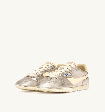AUTRY Woman WINDSPIN SNEAKERS IN PLATINUM AND RUTABAGA SUEDE AND LEATHER