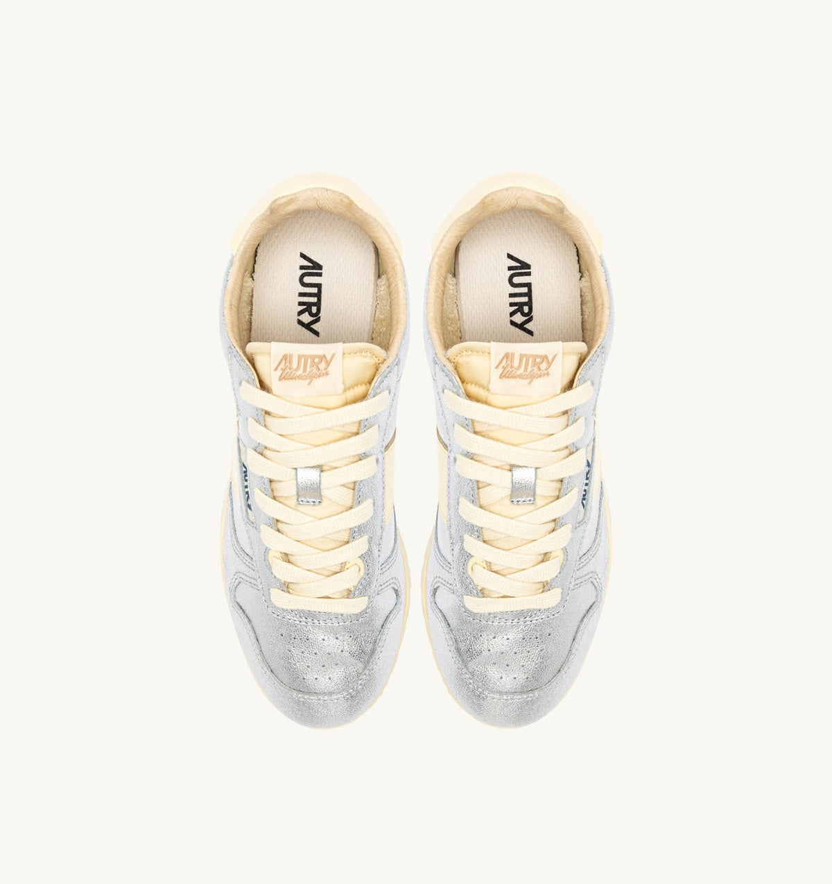 AUTRY Woman WINDSPIN SNEAKERS IN SILVER AND RUTABAGA SUEDE AND LEATHER