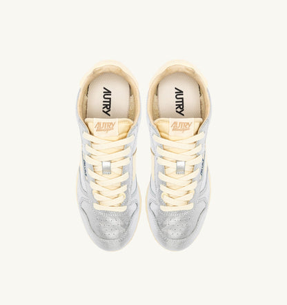 AUTRY Woman WINDSPIN SNEAKERS IN SILVER AND RUTABAGA SUEDE AND LEATHER