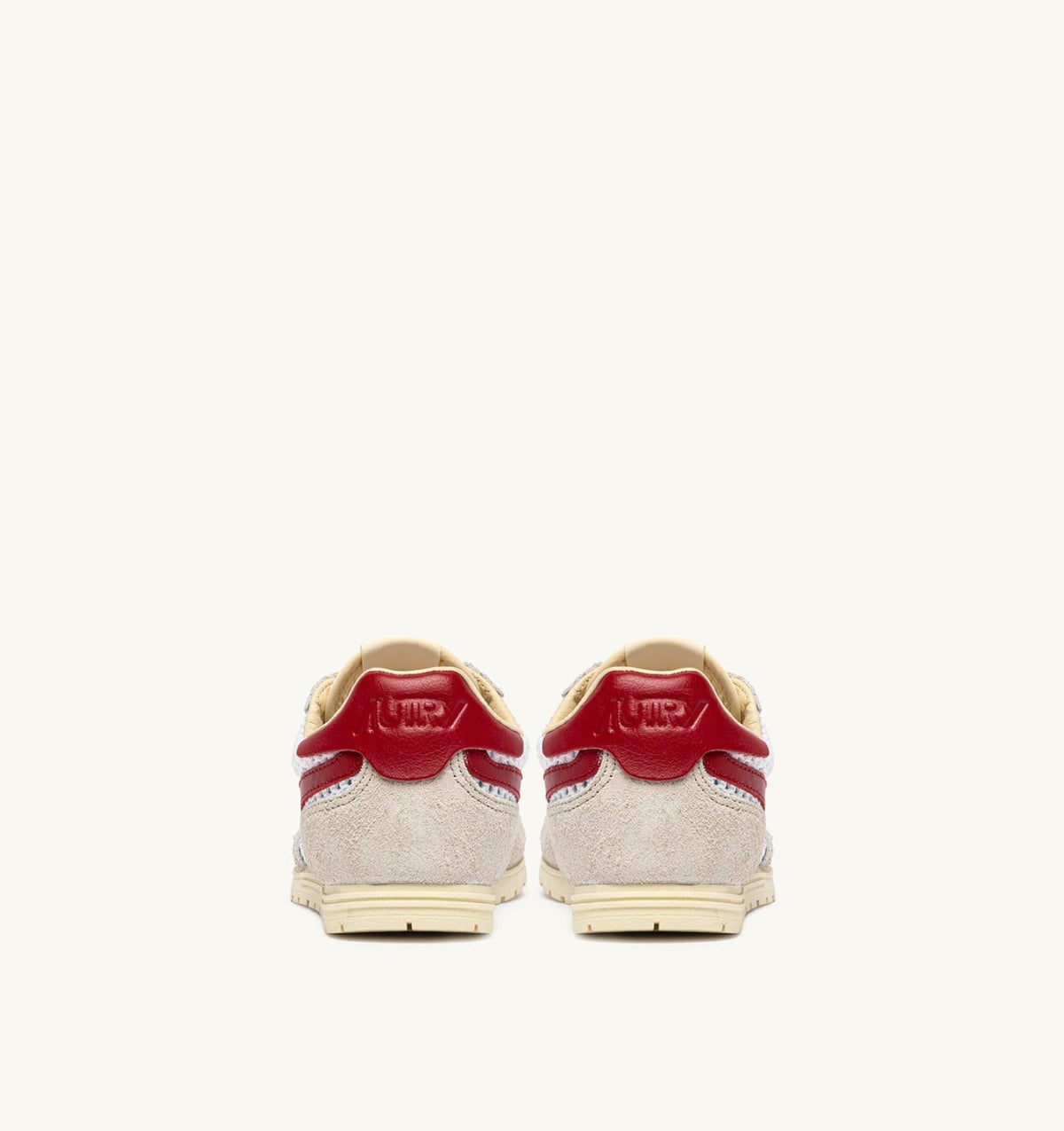 AUTRY Woman WINDSPIN SNEAKERS IN WHITE SAND AND RED MESH AND LEATHER