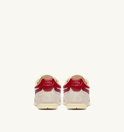 AUTRY Woman WINDSPIN SNEAKERS IN WHITE SAND AND RED MESH AND LEATHER
