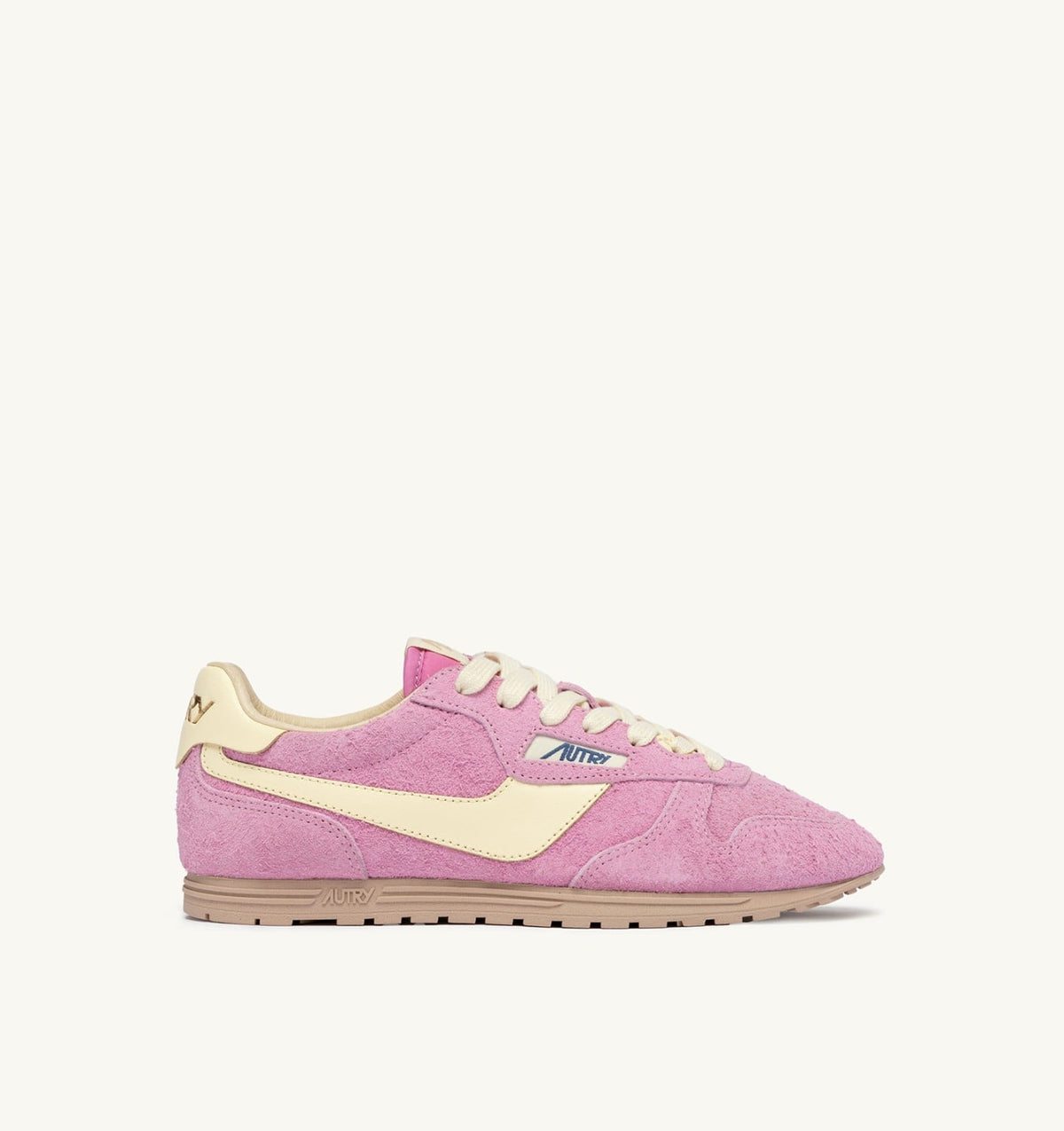AUTRY Woman WINDSPIN SNEAKERS IN ROSE POMPADUR AND RUTABAGA SUEDE AND LEATHER