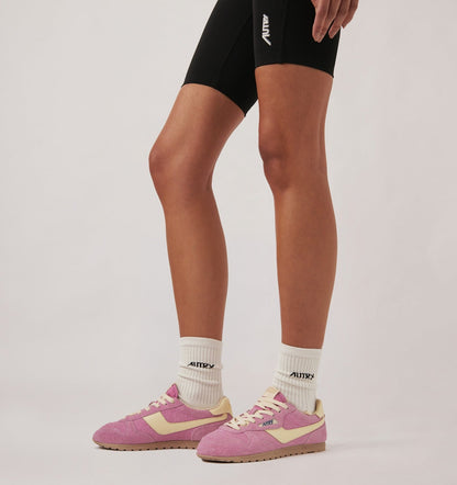 AUTRY Woman WINDSPIN SNEAKERS IN ROSE POMPADUR AND RUTABAGA SUEDE AND LEATHER