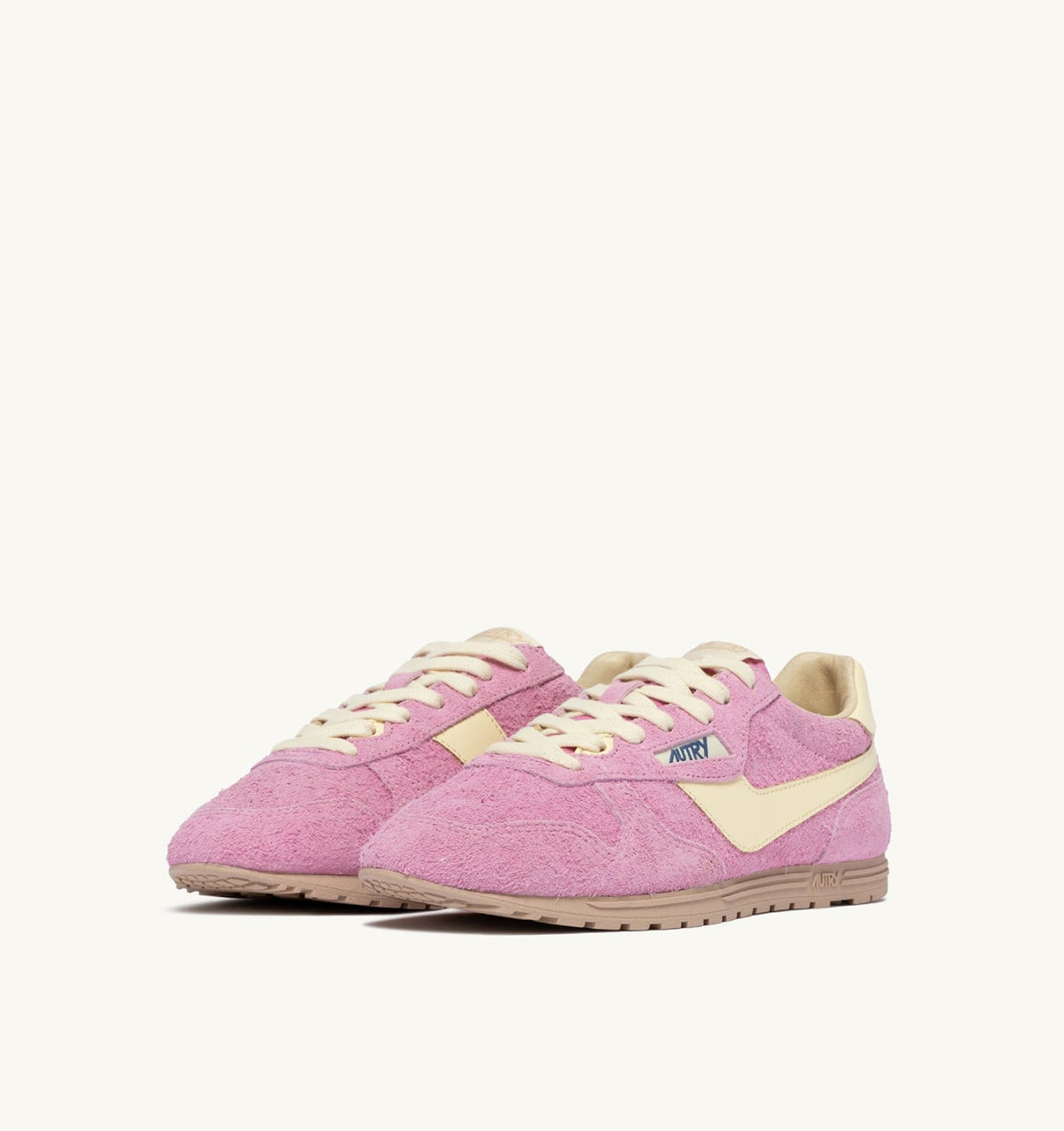 AUTRY Woman WINDSPIN SNEAKERS IN ROSE POMPADUR AND RUTABAGA SUEDE AND LEATHER