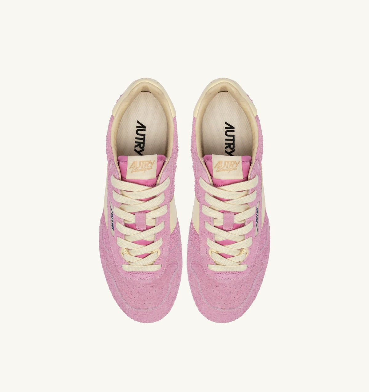 AUTRY Woman WINDSPIN SNEAKERS IN ROSE POMPADUR AND RUTABAGA SUEDE AND LEATHER