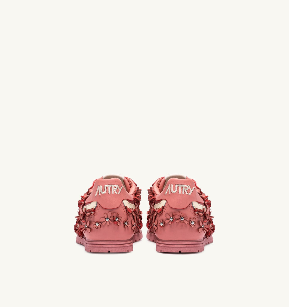 AUTRY Woman WINDSPIN FLOWERS SNEAKERS IN LOBSTER BISQUE LEATHER