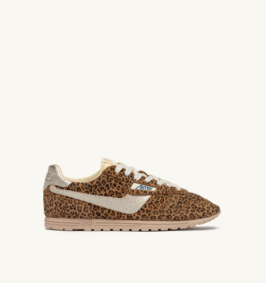 AUTRY Woman WINDSPIN SNEAKERS IN LEOPARD AND PLATINUM SUEDE AND LEATHER