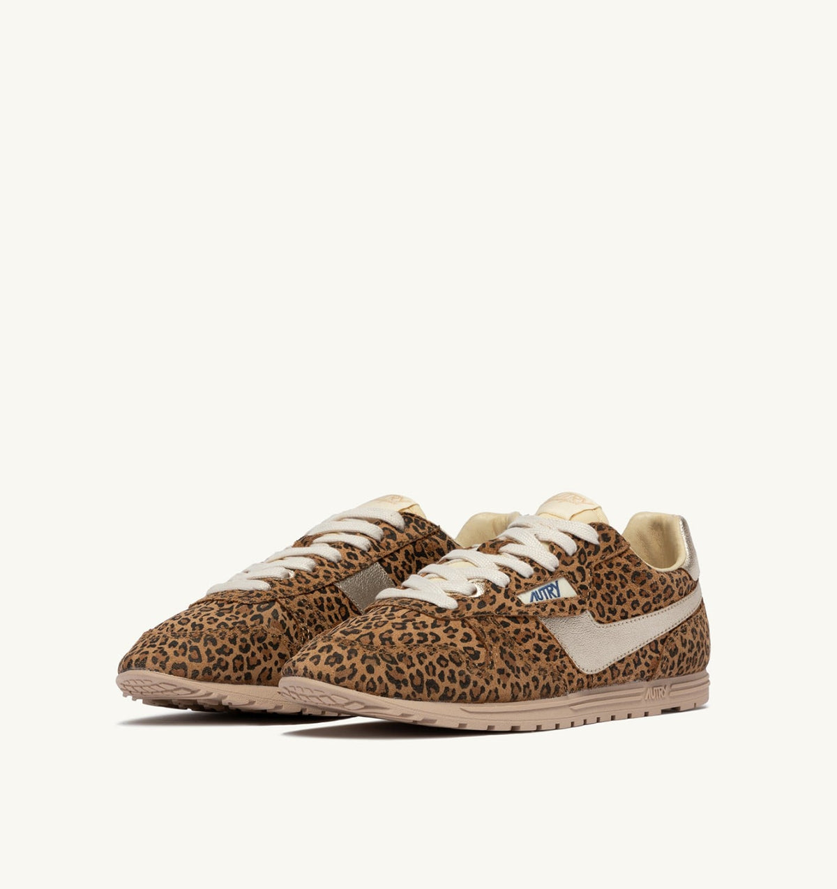 AUTRY Woman WINDSPIN SNEAKERS IN LEOPARD AND PLATINUM SUEDE AND LEATHER