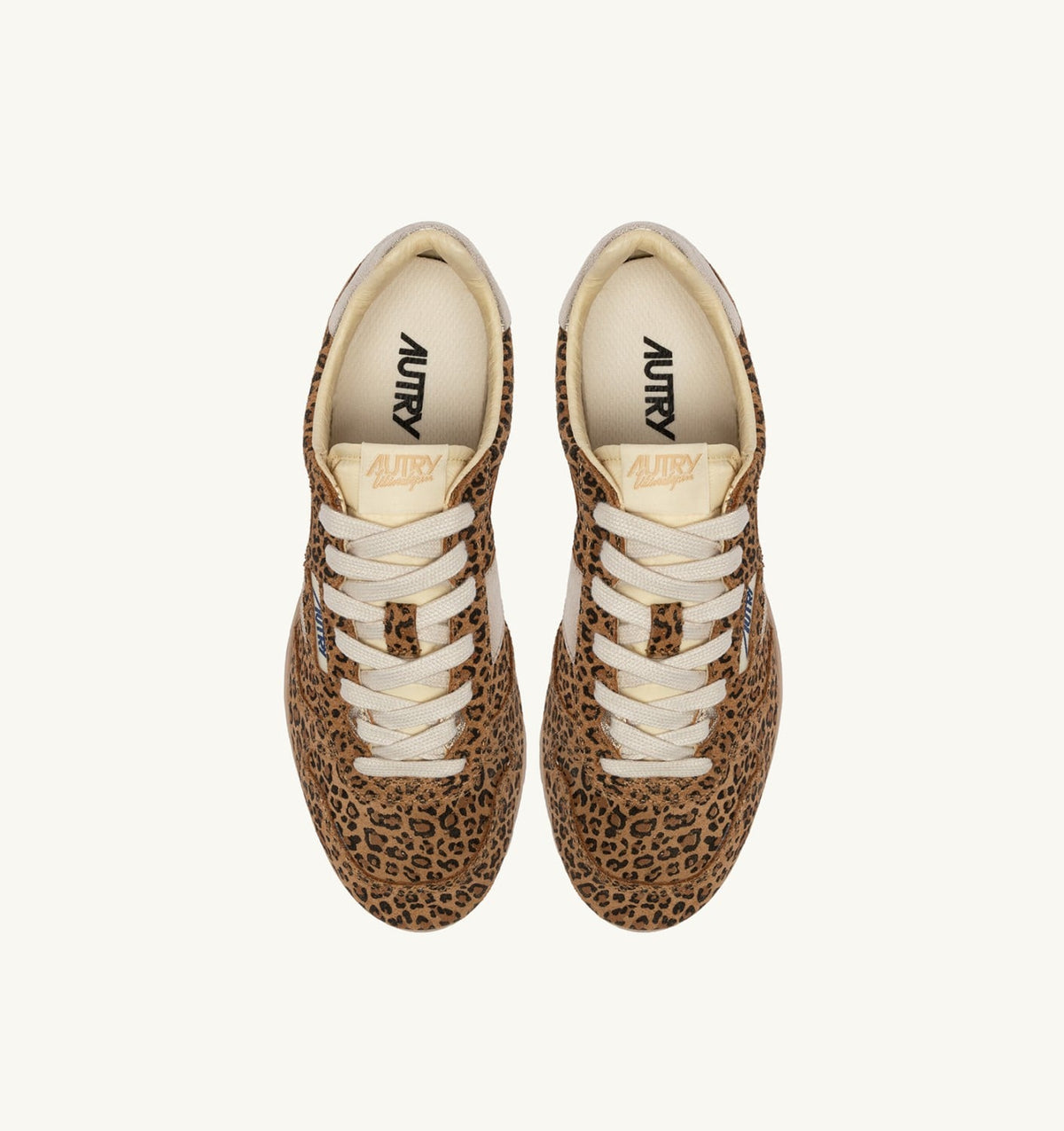 AUTRY Woman WINDSPIN SNEAKERS IN LEOPARD AND PLATINUM SUEDE AND LEATHER