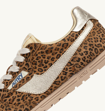 AUTRY Woman WINDSPIN SNEAKERS IN LEOPARD AND PLATINUM SUEDE AND LEATHER