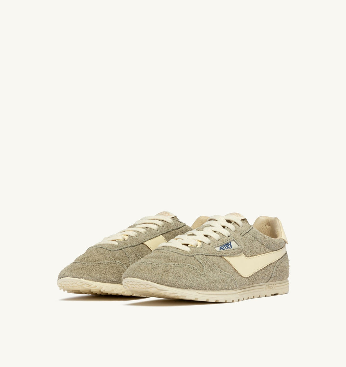 AUTRY Woman WINDSPIN SNEAKERS IN GRAY GREEN AND RUTABAGA SUEDE AND LEATHER