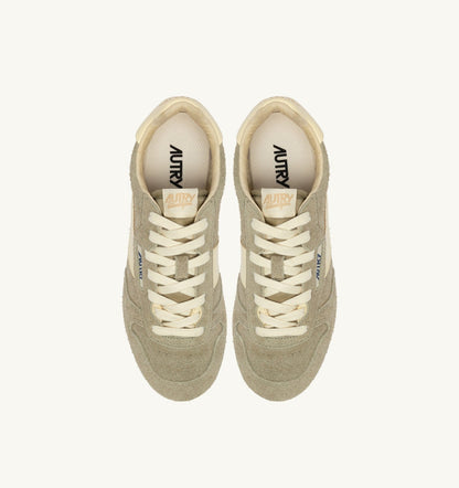 AUTRY Woman WINDSPIN SNEAKERS IN GRAY GREEN AND RUTABAGA SUEDE AND LEATHER