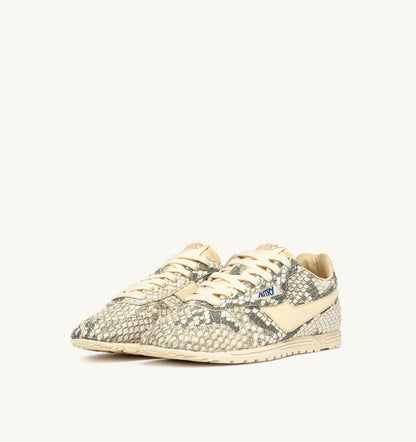 AUTRY Woman WINDSPIN SNEAKERS IN LEATHER WITH SNAKE DIAMOND PRINT COLOR ROCK AND RUTABAGA