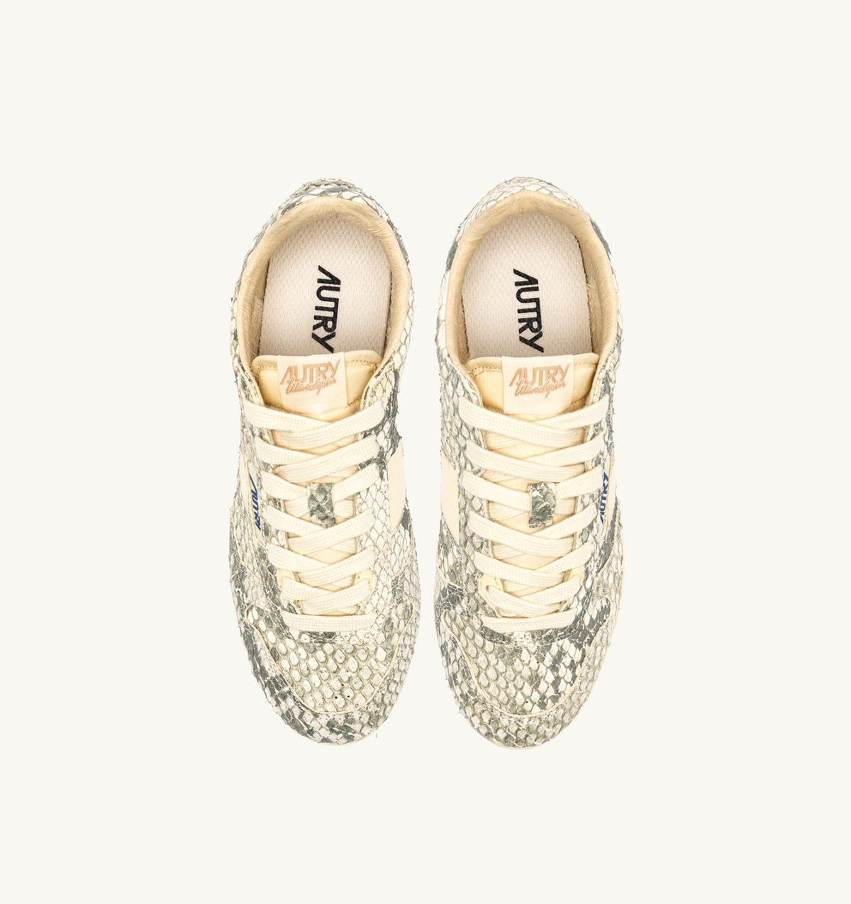 AUTRY Woman WINDSPIN SNEAKERS IN LEATHER WITH SNAKE DIAMOND PRINT COLOR ROCK AND RUTABAGA