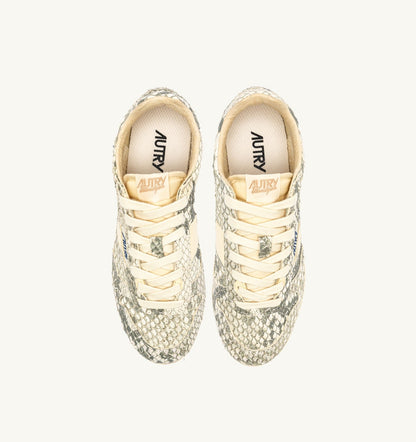 AUTRY Woman WINDSPIN SNEAKERS IN LEATHER WITH SNAKE DIAMOND PRINT COLOR ROCK AND RUTABAGA