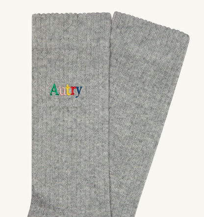 AUTRY Woman|Man RIBBED SOCKS WITH MULTICOLOR EMBROIDERED LOGO UNISEX
