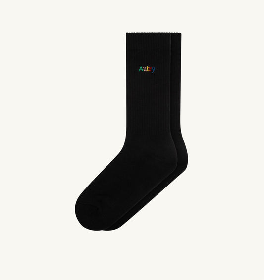 AUTRY Woman|Man RIBBED SOCKS WITH MULTICOLOR EMBROIDERED LOGO UNISEX
