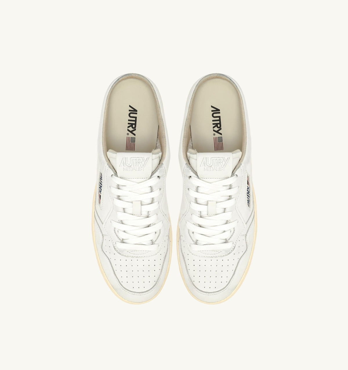AUTRY Man MEDALIST MULE SNEAKERS IN NAPA LEATHER COLOR WHITE
