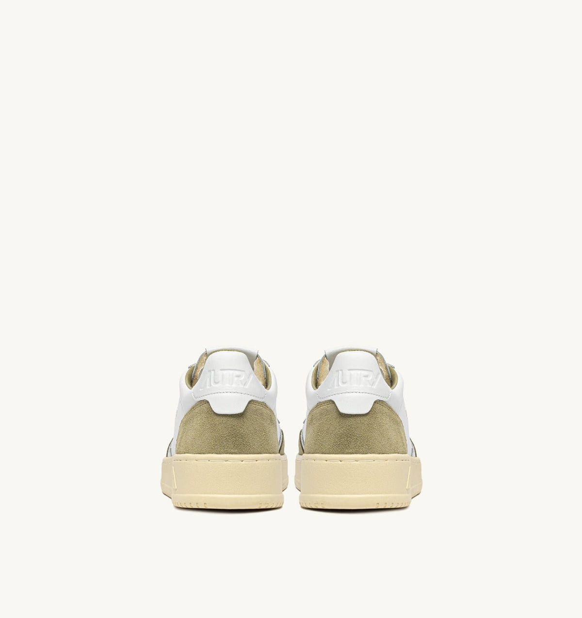 AUTRY Man MEDALIST LOW SNEAKERS IN WHITE LEATHER AND GRAY GREEN SUEDE