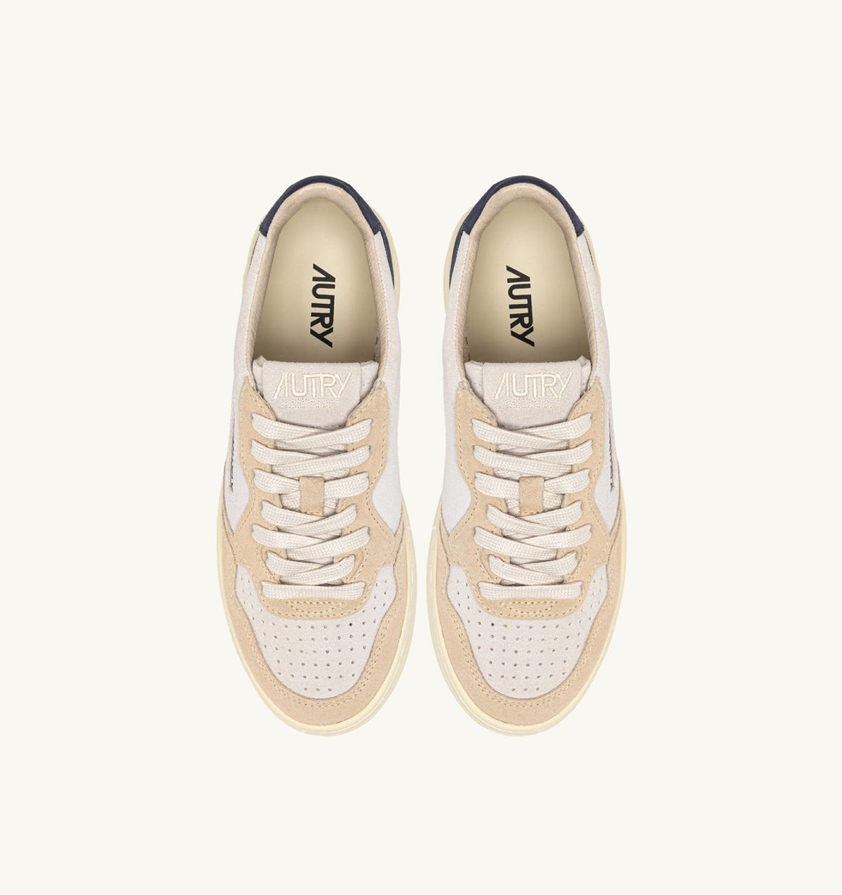 AUTRY Man MEDALIST LOW TRICOLOR SNEAKERS IN SUEDE COLOR WHITE SAND AND BLUE SPACE