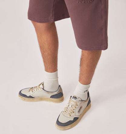 AUTRY Man MEDALIST LOW SUPER VINTAGE SNEAKERS IN SPACE BLUE AND SILVER LEATHER SUEDE