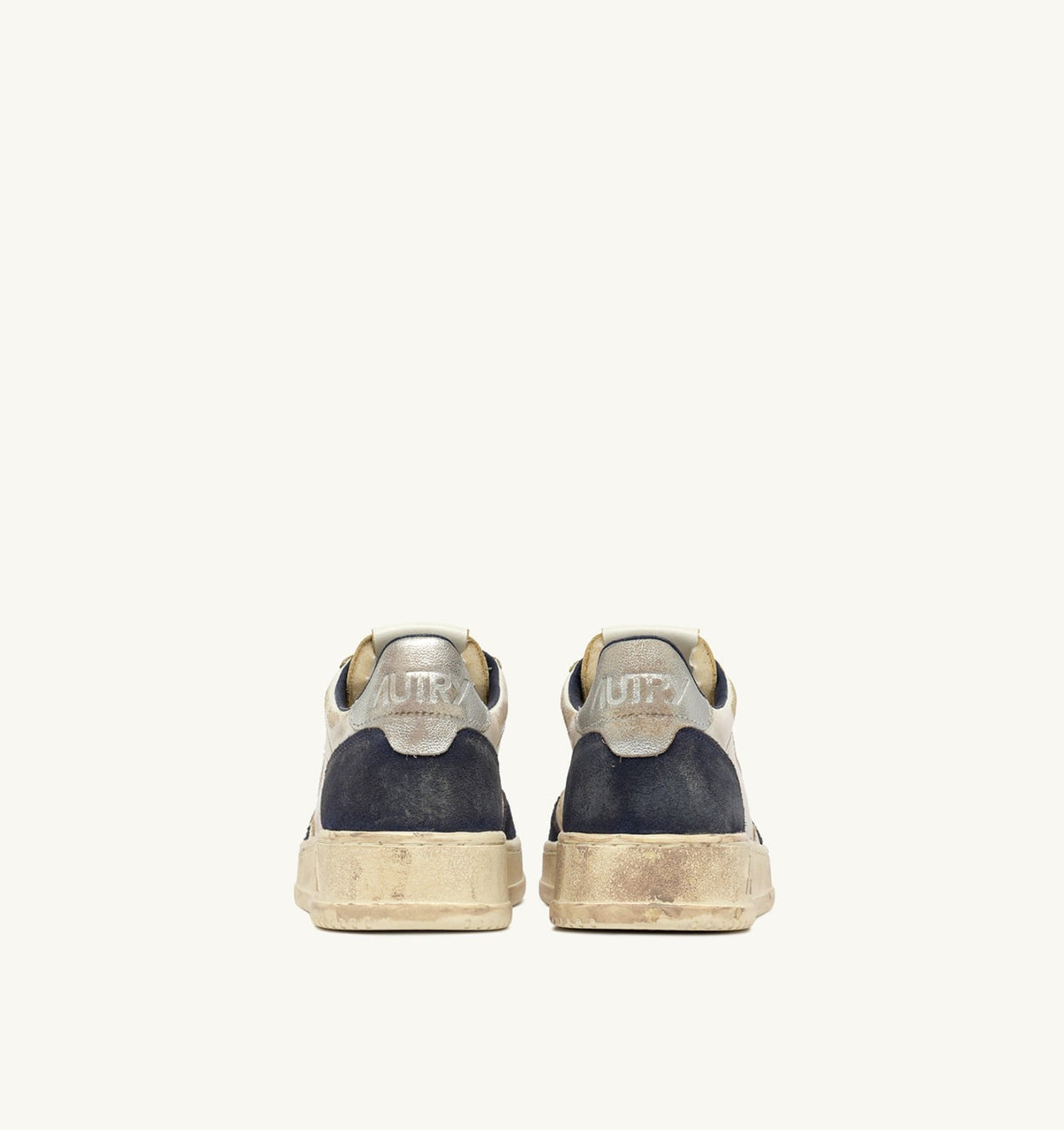 AUTRY Man MEDALIST LOW SUPER VINTAGE SNEAKERS IN SPACE BLUE AND SILVER LEATHER SUEDE