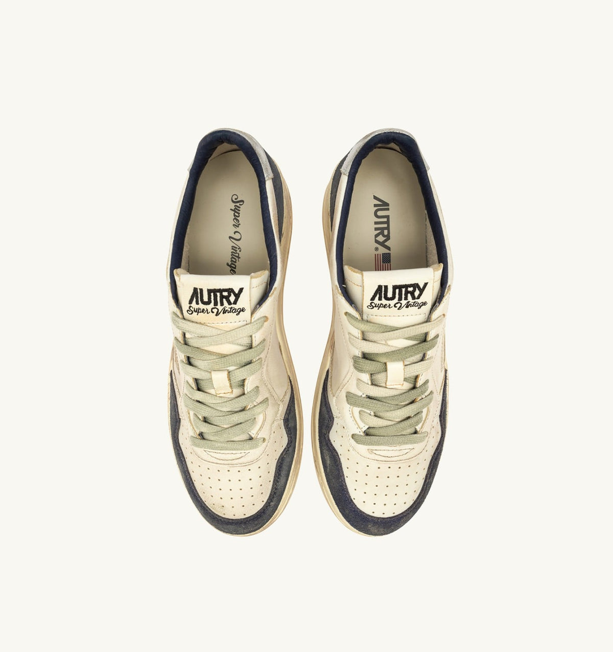 AUTRY Man MEDALIST LOW SUPER VINTAGE SNEAKERS IN SPACE BLUE AND SILVER LEATHER SUEDE