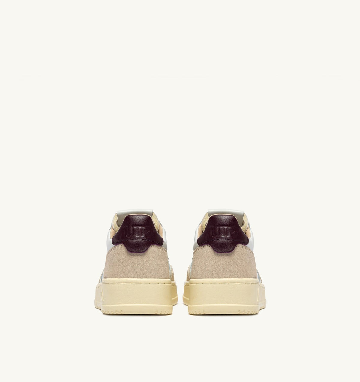 AUTRY Man MEDALIST LOW SNEAKERS IN WHITE LEATHER AND FIG SUEDE