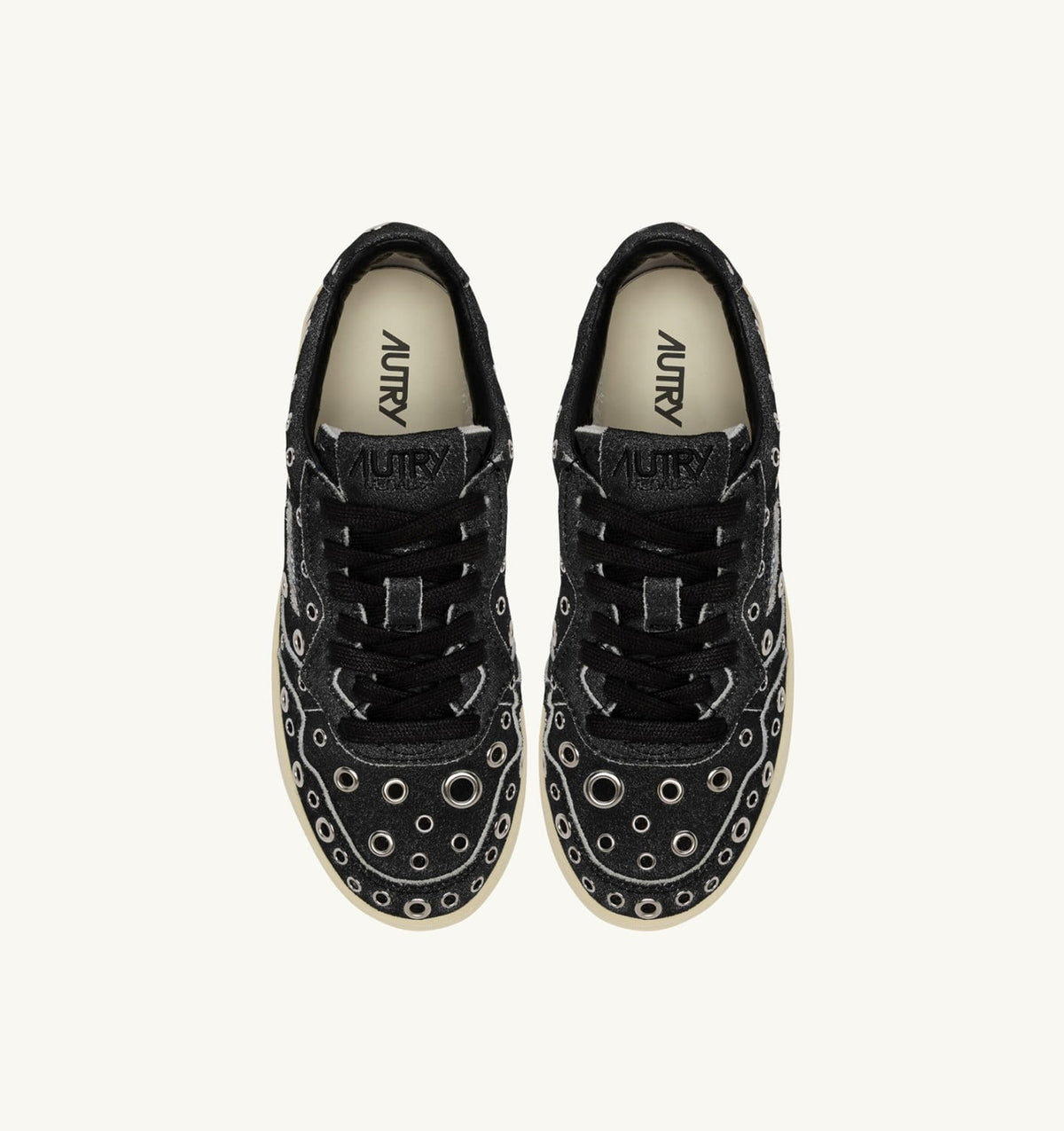 AUTRY Man MEDALIST LOW SNEAKERS IN BLACK SUEDE WITH STUDS