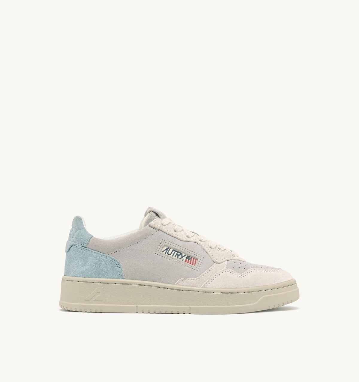 AUTRY Man MEDALIST LOW TRICOLOR SNEAKERS IN SUEDE COLOR WHITE SKY AND LOFT