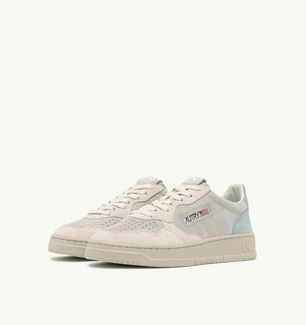 AUTRY Man MEDALIST LOW TRICOLOR SNEAKERS IN SUEDE COLOR WHITE SKY AND LOFT